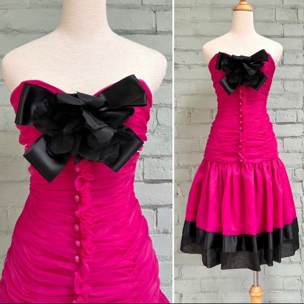 Vintage 80s Strapless Prom Dress Victor Costa Party Dress